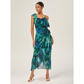 Chiffon Ruffled Tie-Front Midi Dress: retailer-supplied image