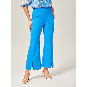 Elegant white Nine-Inch Wide Flared Trousers: retailer-supplied image