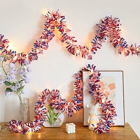 1 Pc 10M-100 LED Patriotic Sting Lights, July 4th, Independence Day, United States Flag Strips, Hair Strips, Tin Foil Light String, Party Party, Patriotic Them