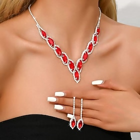 Bridal Jewelry Sets One-piece Suit Alloy Earrings Necklace Women's Stylish Cute Jewelry Set For Party Evening Wear