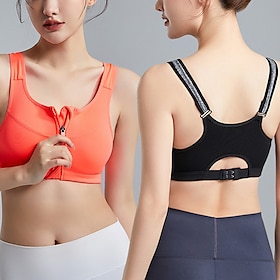 Women's Yoga Bra Sports Bra Pilates Bra Bra Top Push Up Seamless Anti-vibration Wireless Solid / Plain Color Sport Activewear Black White Gym Zumba Running