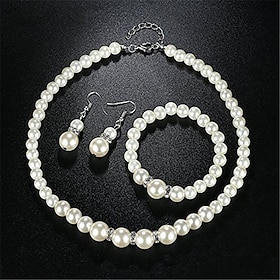 Bridal Jewelry Sets 1 set Imitation Pearl Alloy Earrings Necklace Bracelets Women's Elegant Jewelry Set For Wedding Party Special Occasion