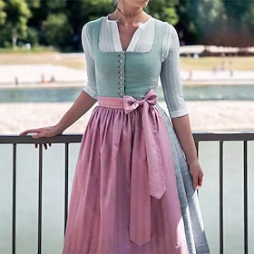 Oktoberfest Beer Oktoberfest Dress Dirndl Trachtenkleider Oktoberfest / Beer Bavarian Wiesn Wiesn Women's Carnival Party Beer Festival Traditional Style Cloth