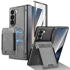 Phone Case For Samsung Galaxy Z Fold 7 Z Fold 6 Z Fold 5 Z Fold 4 Z Fold 3 Magnetic Adsorption Wallet Case Magnetic Full Body Protective Shockproof Retro PC PU