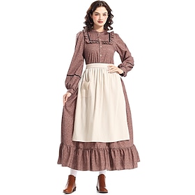 19th Century 1800s Old West Cosplay Costume Prairie Dress Pioneer Fancy Dress Women's Halloween Carnival World Book Day School Event Dress Up Historical reenac