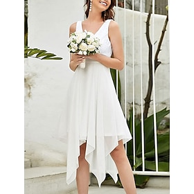 Women's Mini Dress Cocktail Dress Wedding Guest Dress Chiffon Chiffon Dress Elegant Fashion Modern Outdoor Cocktail Party Regular Fit Plain Sleeveless V Neck B