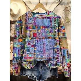 Women's Sweatshirts Print Graphic Animal Casual Long Sleeve Crew Neck Regular Tops Casual Street Dailywear Blue Purple Green Fall Winter