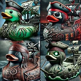 Pirate Captain Duck Resin Statue Figurine, Nautical Duck Decor for Shelf or Desk, Funny Pirate Ship Captain Duck Sculpture for Halloween or Coastal Party Displ