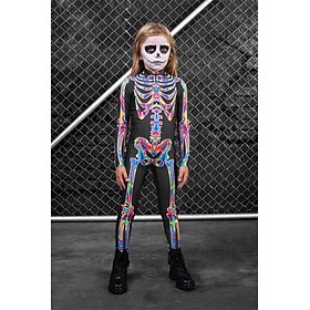 Bodysuit Full Body Catsuit Skull Skeleton Scary Costume Front Zipper Kid's Adults' Men's Women's Boys' Halloween Carnival Day of the Dead Club Party Performanc