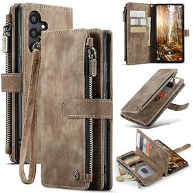 Phone Case For Samsung Galaxy S25 S25 Edge S24 S24 FE S23 Ultra Plus S22 Plus Ultra A56 A36 A16 A55 5G Wallet Case Zipper with Lanyard Kickstand TPU PU Leathe