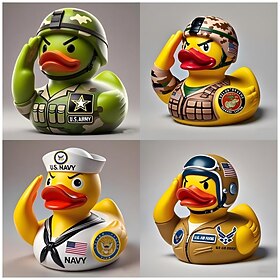 Veteran Tribute Duck Resin Duck Statue Figurine, Soldier Military Duck Decor for Shelf or Desk, Patriotic Army Duck Ornament Gift for Veterans or Collectors