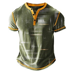 Men's Graphic Abstract Henley Shirt Waffle T Shirt Short Sleeve Daily Retro Vintage Classic Sports Outdoor Casual Holiday Spring  Summer All Seasons Light Pink