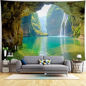 Arazzo da appendere alla parete, con motivo a spiaggia, oceano, mare, grande arazzo murale, decorazione fotografica, coperta, tenda, casa, camera da l