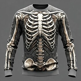 Halloween Men's 3D Skeleton Sweatshirt Sweatshirt Long Sleeve Sweatshirt Crew Neck Casual Punk Gothic 3D Print Streetwear Party All Seasons