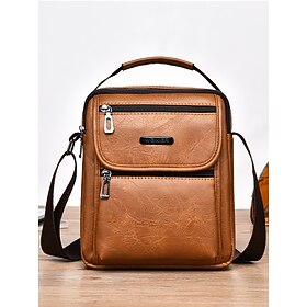 Men's Crossbody Bag Messenger Bag Crossbody Bag Shoulder Bags PU Leather Casual Office Casual Daily Zipper Multiple pockets Large Capacity Waterproof Solid Col