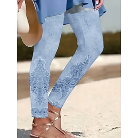Women's Leggings Vacation Vintage Fashion Ankle-Length High Waist Graphic Paisley Flower / Floral Printing Soft Breathable Stretchy Daily Outdoor Vacation Ligh