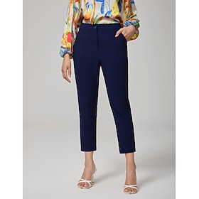 Damen Unisex Hose Knöchellang Elegant Lässig Lässig Dunkelblau Sommer Frühling Herbst XS S M: retailer-supplied image