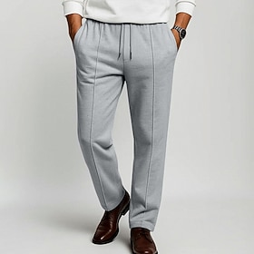 Men's Sweatpants Joggers Trousers Straight Leg Sweatpants Pleated Pants Elastic Waist Drawstring Plain Comfort Soft Full Length Outdoor Daily Going out Vacatio
