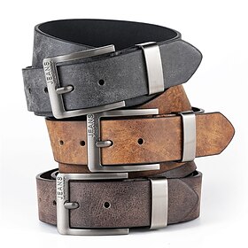 Men's Belt Waist Belt Black Camel PU Leather Alloy Durable Adjustable Plain Outdoor Daily