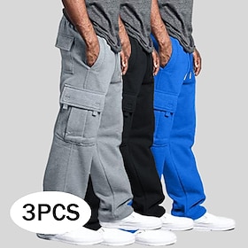 Herre Militærbukser Joggebukser Fleecebukser Jogger Bukser Snorer Elastisk midje Multi lomme Helfarge Vindtett Utendørs Knelengde utendørs Avslappet D