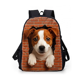 Boys Ages 6-12 Kids School Backpack with 3D Cartoon Dog Print, Double-Layer Large Capacity Backpack, Lightweight Elementary School Bookbag for Back to School,