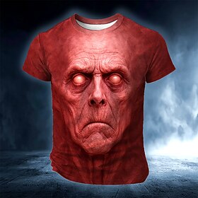 Halloween Men's Skull 3D T Shirt Short Sleeve T shirt 3D Print Crew Neck Shirt Exaggerated Designer Horror Party Street Casual Red Blue Green Summer Spring All