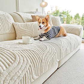 Funda de sofá geométrica apta para mascotas l.t l.t.home - Protector de sofá suave y antideslizante de felpa para perros, protector de muebles moderno, funda s