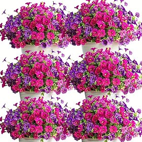 8 bundles of vibrant artificial flowers - UV resistant and non fading artificial flower arrangement colorful artificial flowers suitable for indoor and outdoor