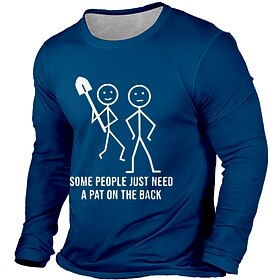 Men's Long Sleeve Graphic Tee, Funny Dark Humor Some People Just Need A Pat On The Back Shovel Stick Figure