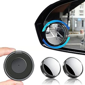 2 Pcs Car Blind Spot Mirror 360 Degree Adjustable Wide Angle Rear View Mirror With Suction Cup Universal Round Auxiliary Mirror For Driving Safety Parking
