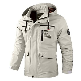 Men's Winter Coat Winter Jacket Sport Coat Raincoat Outdoor Camping  Hiking Waterproof Windbreaker Zipper Pocket Fall Winter Solid Color Fashion Streetwear Hoo