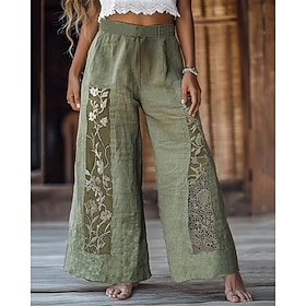 Women's Wide Leg Pants Trousers Palazzo Pants Vintage Boho Full Length High Waist Flower Elastic Waist Printing Breathability Comfortable Street Daily Wear Goi