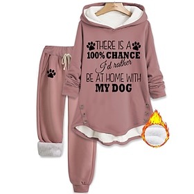 Women's Hoodie Long Sleeve Hooded Fleece Lined Graphic Letter Drawstring Print Daily Casual Daily Blue Black Pink Fall Loose Fit