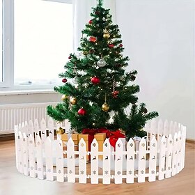 19/22/30/35/40 pièces de cerf blanc Décoration de clôture d'arbre de Noël en flocon de neige, assemblage facile, poteaux de clôture en plastique robustes pour