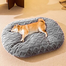 Thick Warm Pet Bed Mat for Dogs  Cats, Removable Washable Cotton Pad, Reversible Floor Cushion, Grey  Brown Cozy Pet Mattress Pet Friendly