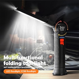 Rechargeable Work Lights LED Folding Flashlight with Magnetic Base COB Light 360Rotate Car Repair Home Garage Emergency Camping