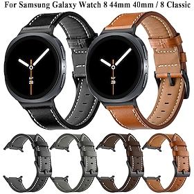 Watch Band for Samsung Galaxy Watch 8 40/44mm Watch 8 Classic 46mm PU Leather Replacement Strap Adjustable Stainless Steel Buckle Leather Link Wristband