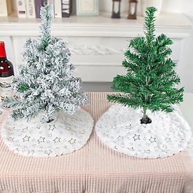 Christmas Tree Skirt Snowflake Mini Design for Tabletop Christmas Tree Base Cute Star Pattern Holiday Decoration Mat Festive Seasonal Home Party Accessory