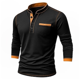 Men's Henley Shirt Tee Henley Top Long Sleeve Solid Color Plain Fashion Designer Casual Color Block Buttons Henley Casual Daily Outdoor Summer Spring Fall Whit