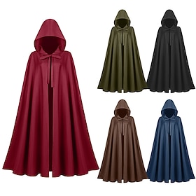 Retro Vintage Medieval Cape Cloak Witch Viking Ranger Fancy Dress Men's Women's Unisex Celtic Viking Walpurgis Night Halloween Carnival Masquerade Performance