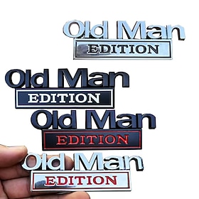 2pcs Old Man Edition Car Emblem Badge – Funny 3D ABS Replacement Fender Decal for Cars, Trucks, SUVs – Cool Elder Style Motorcycle Mudguard Stickers, Durable D