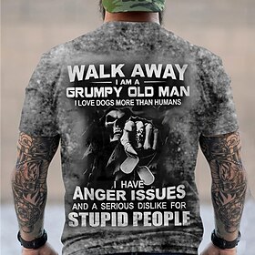 Halloween Men's Grumpy Old Man Graphic T-Shirt - Dog Lover with Anger Issues, Dislikes Stupid People, Short Sleeve Tee
