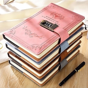 A5 200 Pages Retro Password Book with Lock Diary Thickened Creative Hand Ledger Student Notepad Stationery Notebook Binder