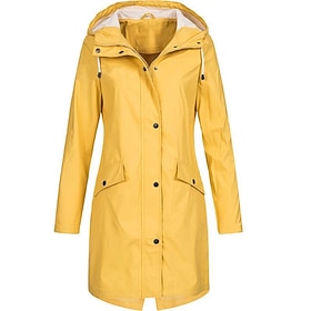 Women's Casual Jacket Waterproof Rain Jackets Rain Coats Waterproof Windproof Zipper Pocket Fashion Outdoor Plain Going out Weekend Zipper Regular Hooded Regul