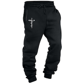 Men's Sweatpants Joggers Trousers Drawstring Pocket Elastic Waist Cross Comfort Sports Outdoor Daily Fashion Casual Black Micro-elastic