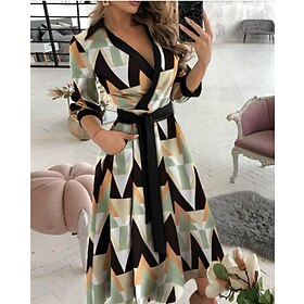 Women's Midi Dress Graduation Dress Blazer Dress Sheath Dress Wrap Dress Party Cocktail Formal Wedding Vacation Regular Fit Long Sleeve V Neck Black White Ligh