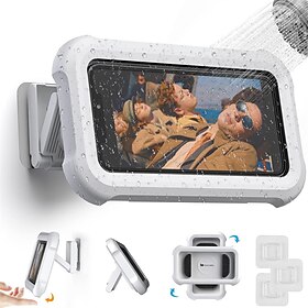 Waterproof Wall-Mounted Phone Holder for Shower Bath – Hands-Free, Anti-Fog Screen, 360° Rotation