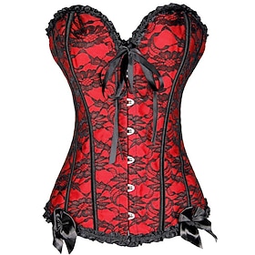 Rococo Punk Gothic Victorian Corset Overbust Corset Goth Girl Lace Floral Fancy Dress Women's Halloween Carnival Performance Party Adults Corset