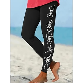 Halloween Women's Leggings Vacation Vintage Fashion Full Length High Waist Graphic Skull Printing Thermal Warm Soft Breathable Stretchy Formal Outdoor Vacation