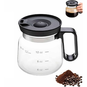 16oz Glass Coffee Mug Coffee Pot Style Clear Glass Coffee Pot Mug with Straw-Type Travel Lid for Hot Coffee, Hot Teas, Hot Chocolate